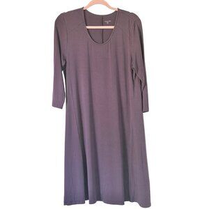 Garnet Hill Midi Dress Womens M Purple 3/4 Sleeve Comfort Stretch Casual